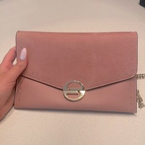 TopShop mauve suede hand bag/crossover with gold chain